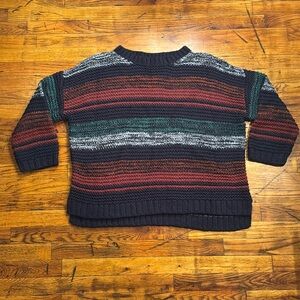 XIRENA Women's Colorful Striped Alpaca Blend‎ Oversized Popover Sweater Size M